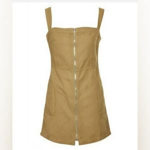 Topshop yellow denim pinafore dress